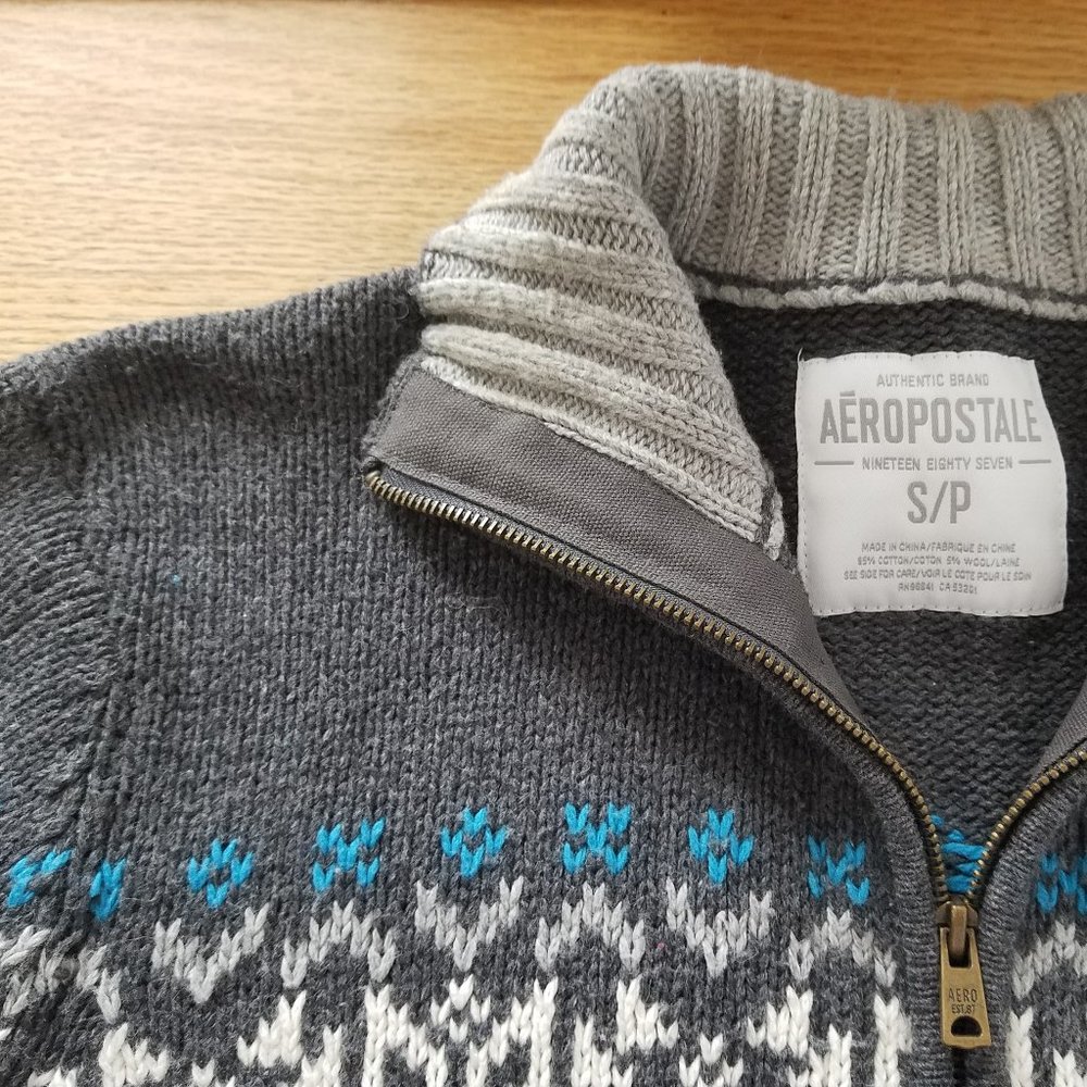 Aeropostle Womens Size S/P Sweater Pullover 1/4 Zip Gray Alpine Nordic Snow